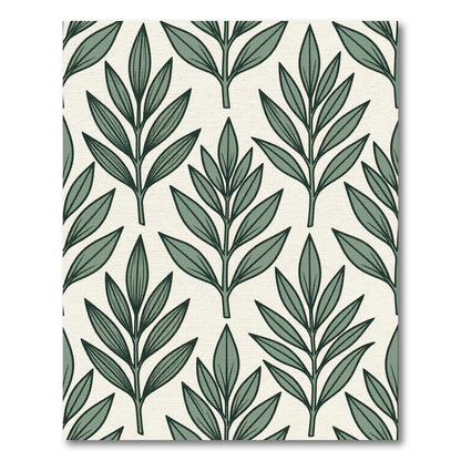 Sage Botanical Leaf Vine Tile Rug