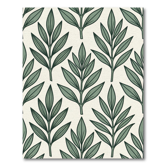 Sage Botanical Leaf Vine Tile Rug