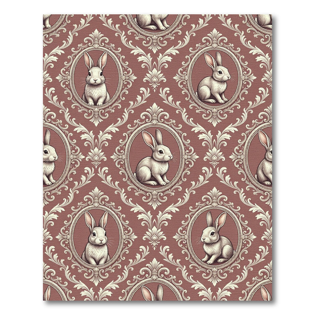 Victorian Rabbit Cameo Dusty Rose Rug