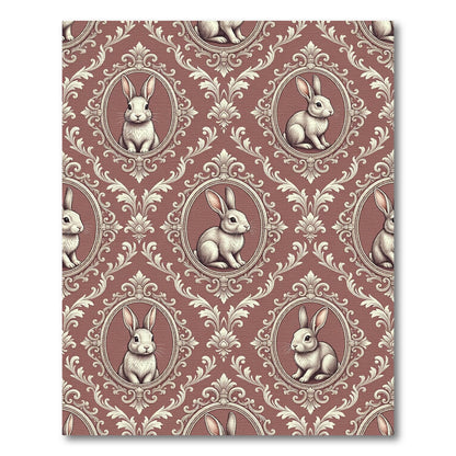 Victorian Rabbit Cameo Dusty Rose Rug