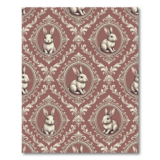 Victorian Rabbit Cameo Dusty Rose Rug