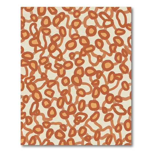 Burnt Orange Organic Swirl Circles Rug