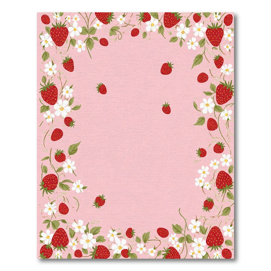 Sweet Strawberry Blossom Border Rug