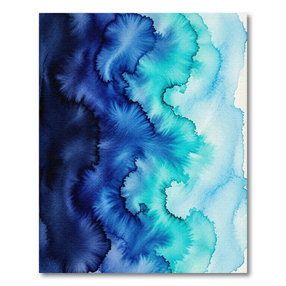 Abstract Ocean Wave Gradient Blue Rug