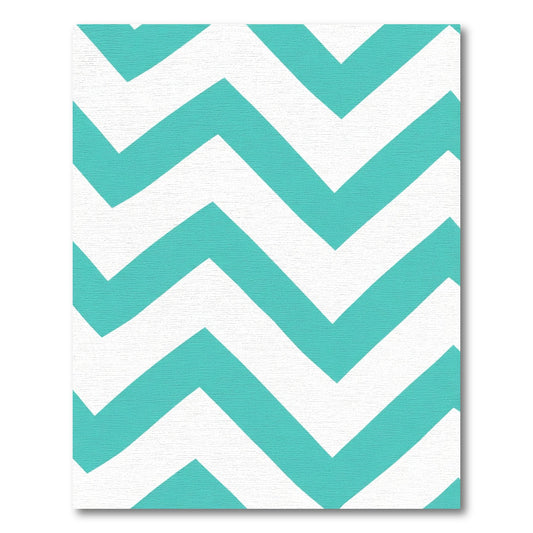 Turquoise White Zigzag Stripe Rug