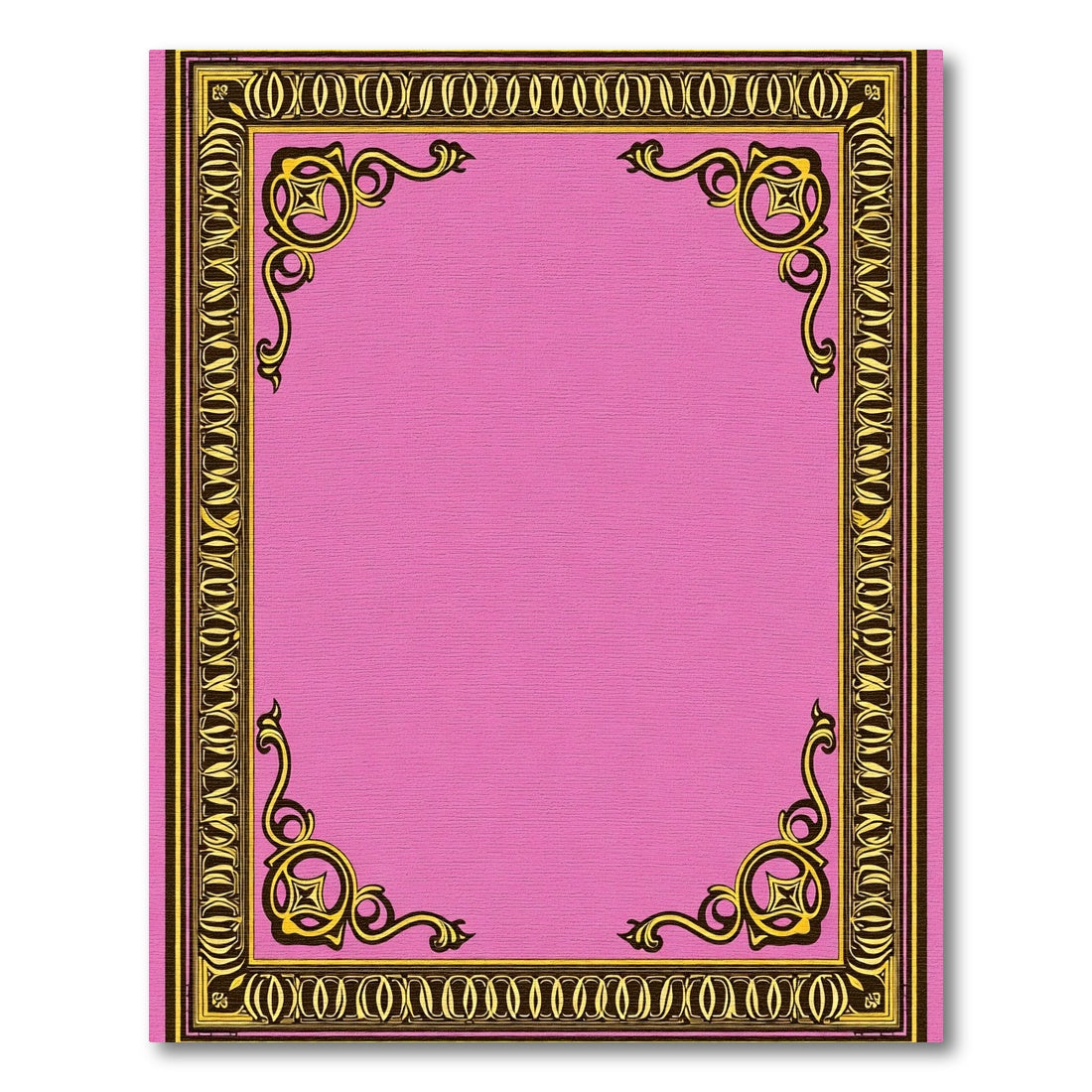 Pink And Gold Ornate Scroll Rug