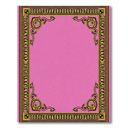 Pink And Gold Ornate Scroll Rug