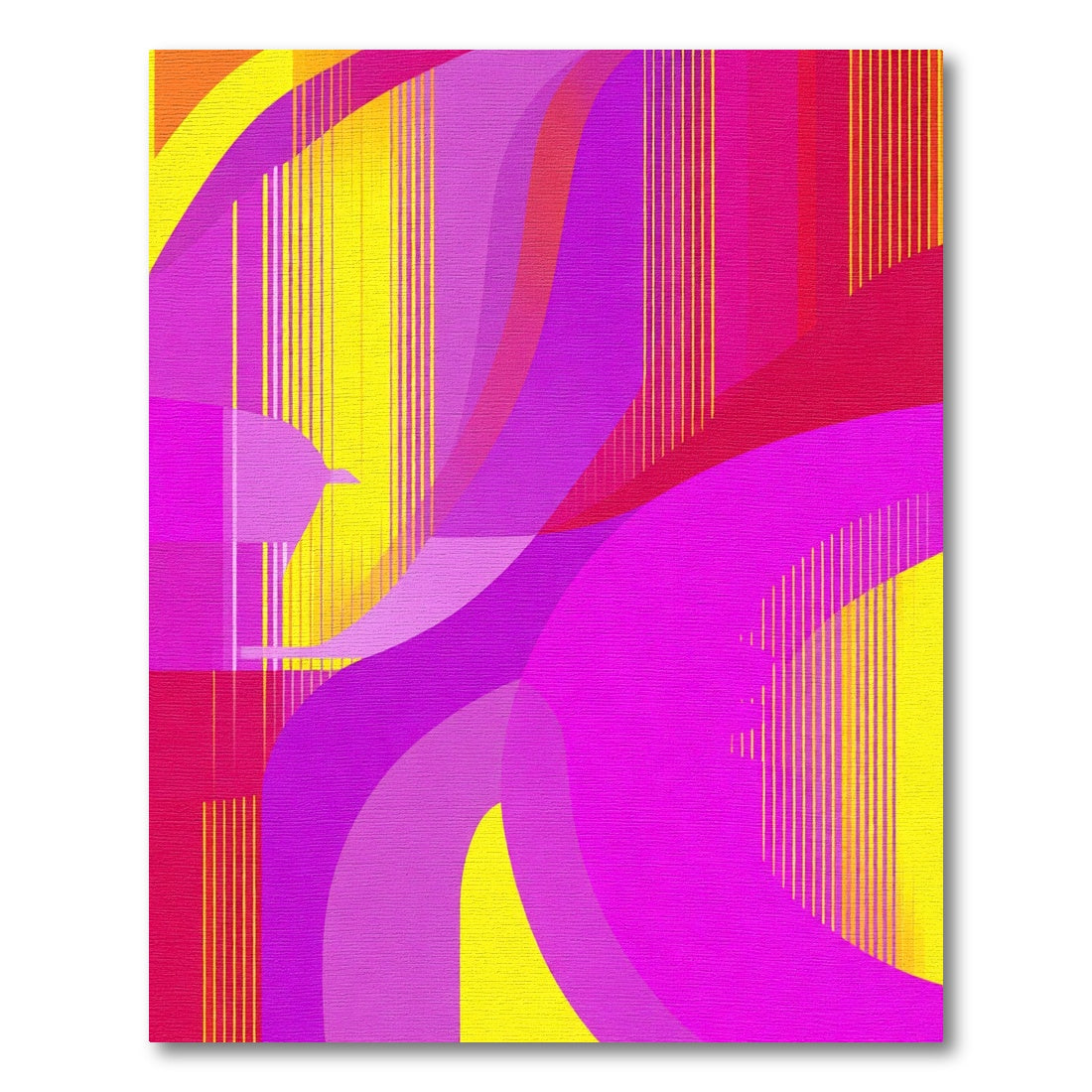 Vibrant Pink Yellow Abstract Waves Rug