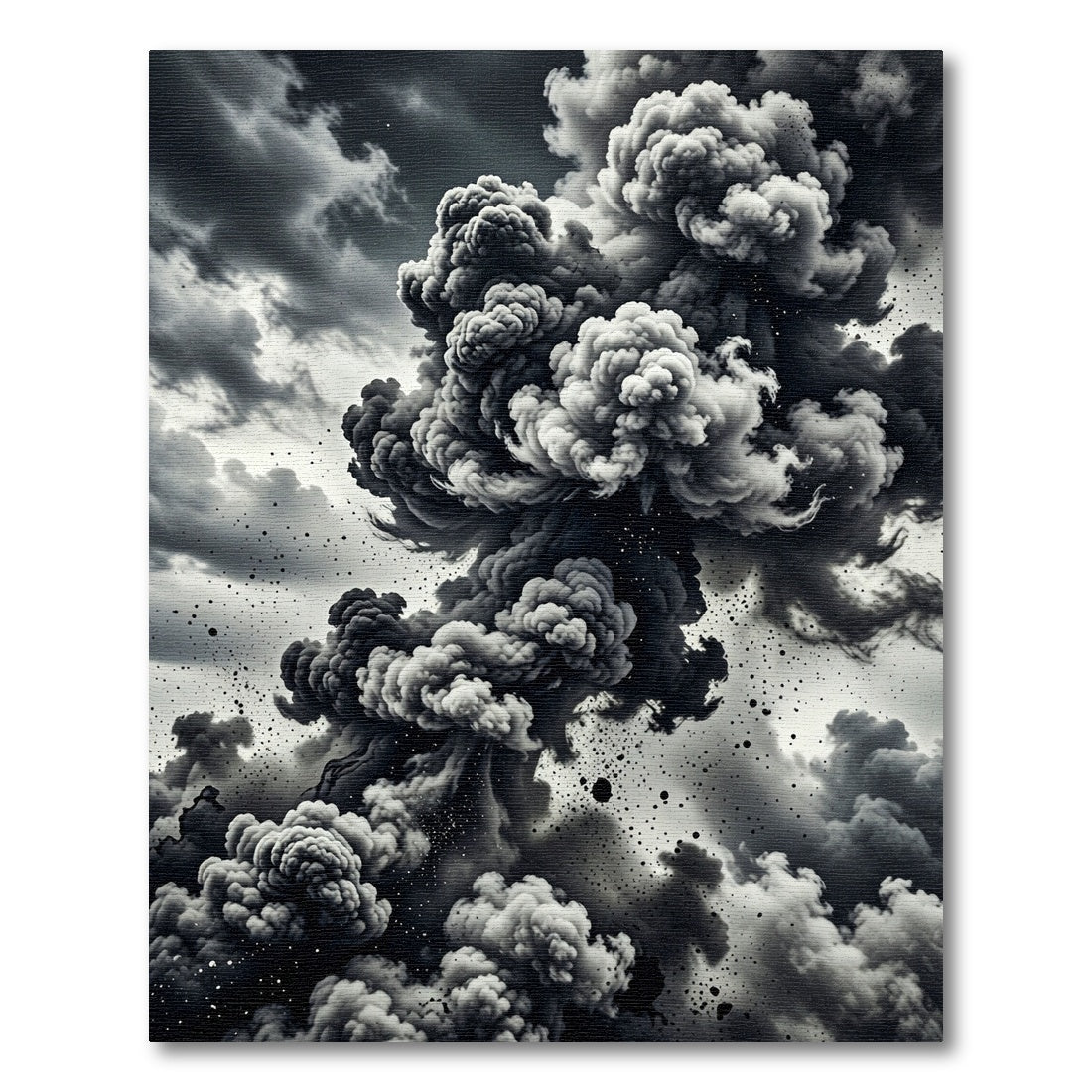 Dramatic Gray Explosion Cloud Collage Rug