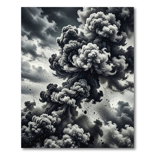 Dramatic Gray Explosion Cloud Collage Rug