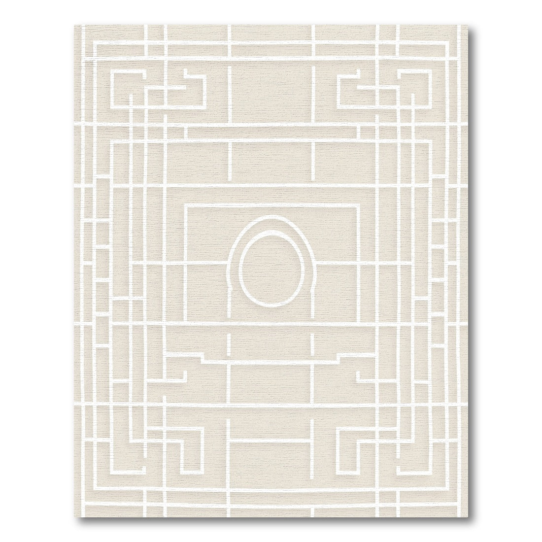 Geometric Labyrinth Ivory White Rug