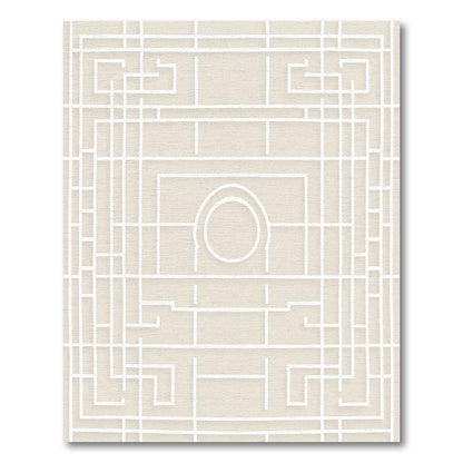 Geometric Labyrinth Ivory White Rug