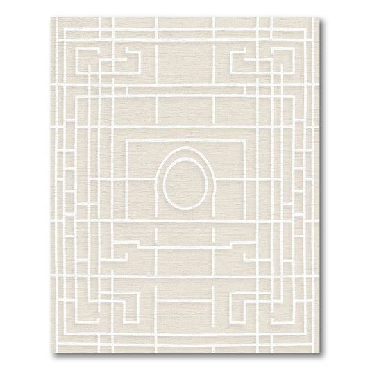 Geometric Labyrinth Ivory White Rug