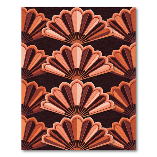 Orange Fan Geometric Repeat Rug