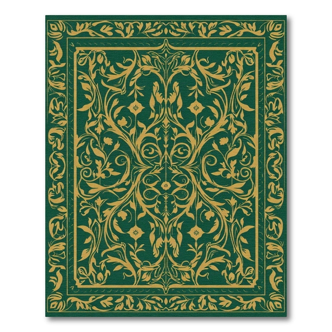 Elegant Gold Floral Vine Scroll Rug