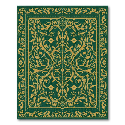 Elegant Gold Floral Vine Scroll Rug