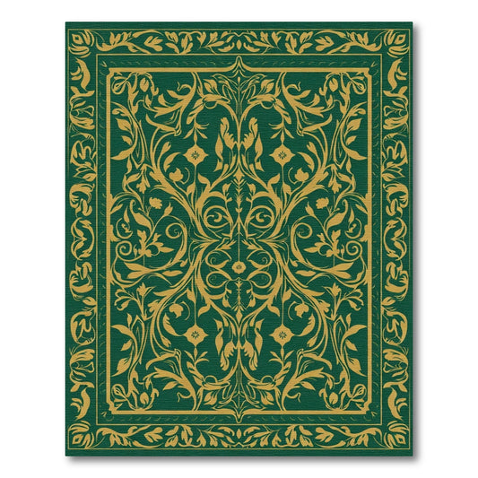 Elegant Gold Floral Vine Scroll Rug