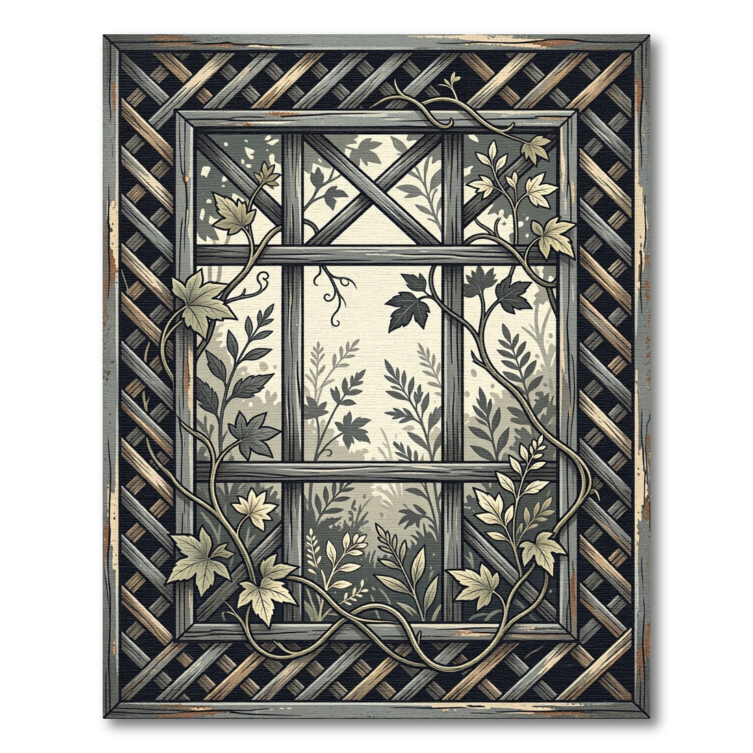 Grey Garden Trellis Vine Accent Rug
