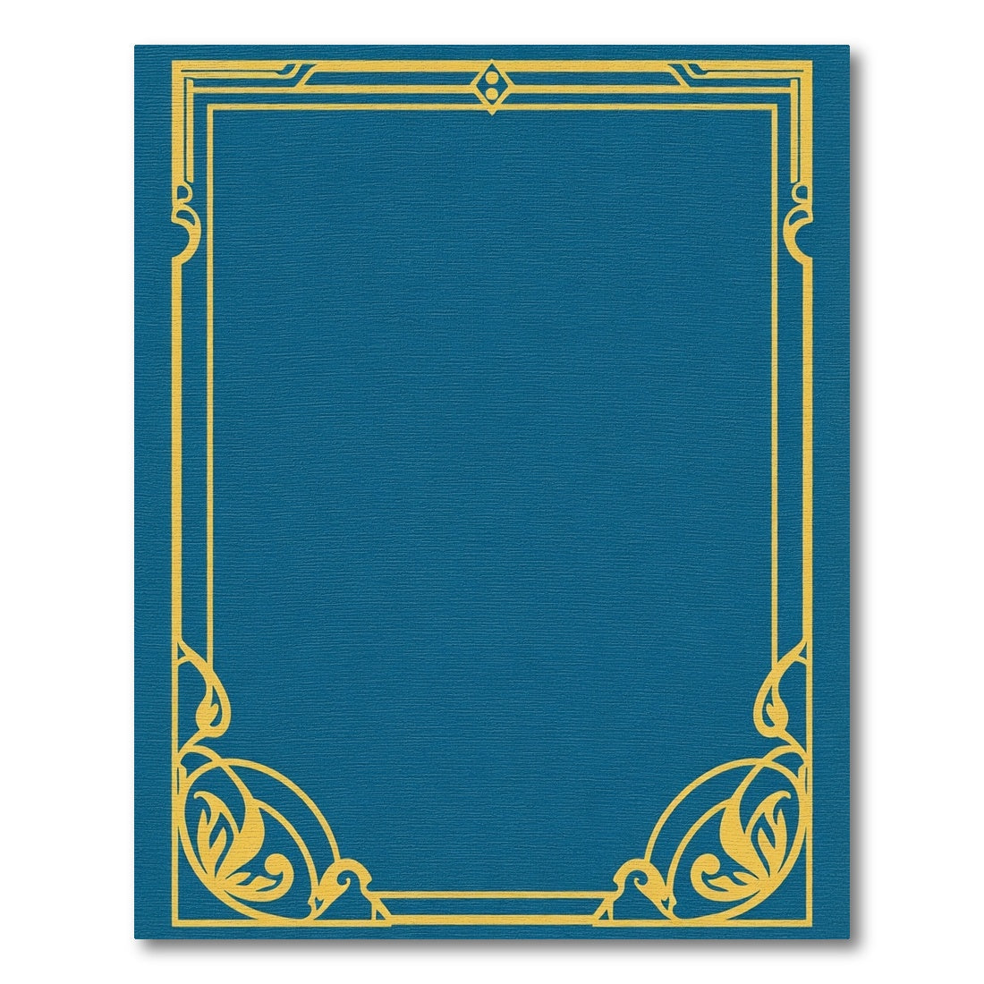 Elegant Teal Gold Scrollwork Frame Rug
