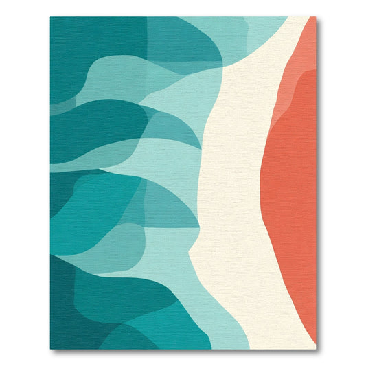 Teal Coral Abstract Flowing Waves Rug