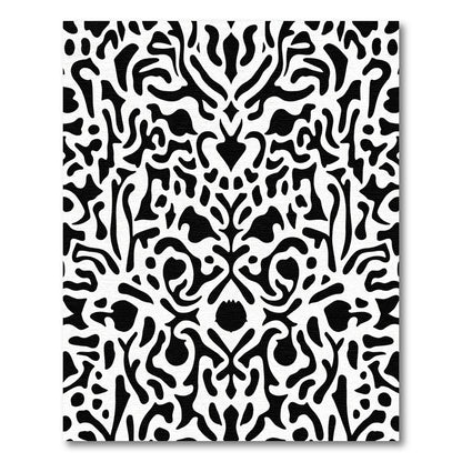 Bold Black And White Organic Symmetry Rug