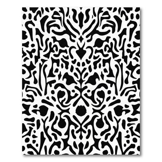 Bold Black And White Organic Symmetry Rug