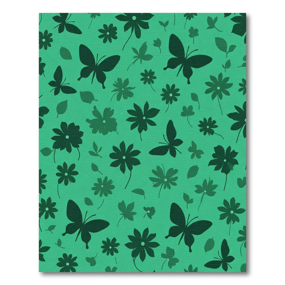 Teal Butterfly and Floral Silhouette Rug