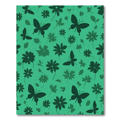 Teal Butterfly and Floral Silhouette Rug