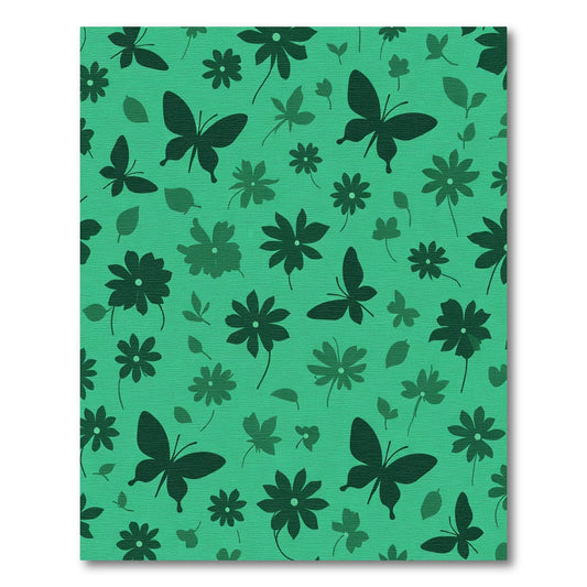 Teal Butterfly and Floral Silhouette Rug
