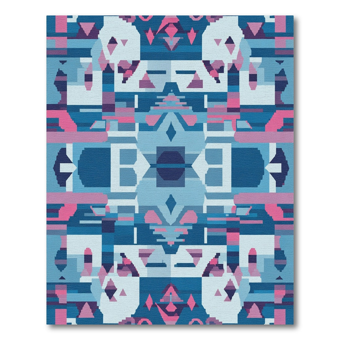 Abstract Blue Pink Geometric Diamond Loom Rug