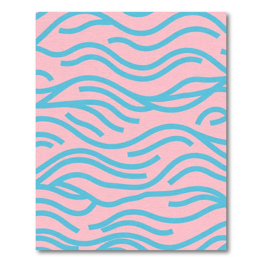Pink Blue Wavy Lines Rug