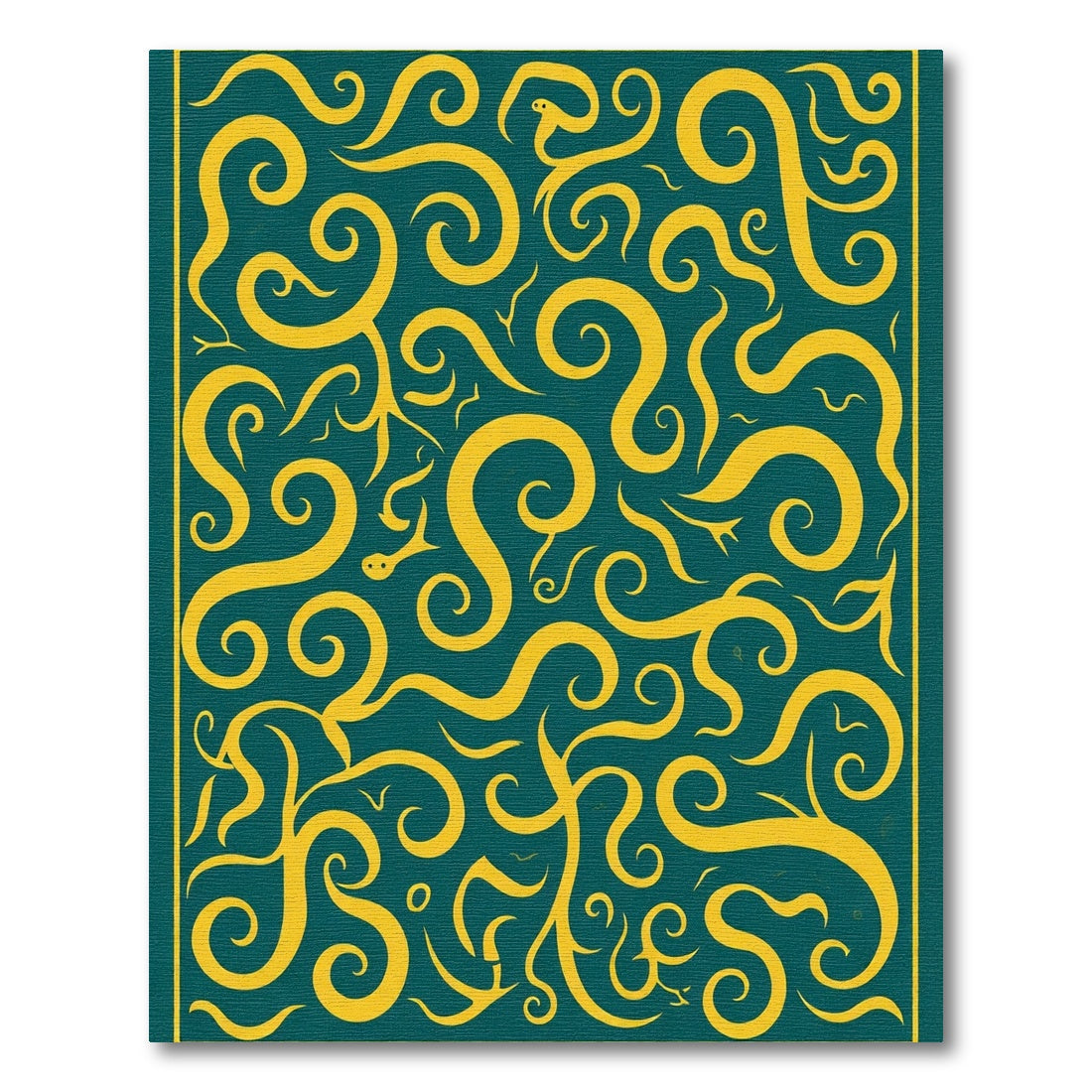 Golden Serpent Swirls Teal Rug