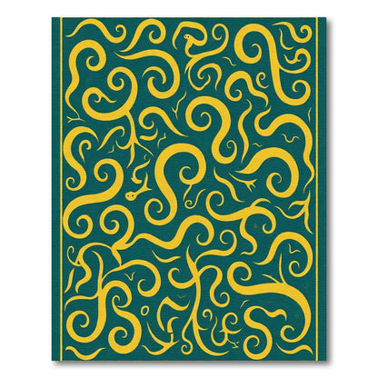Golden Serpent Swirls Teal Rug
