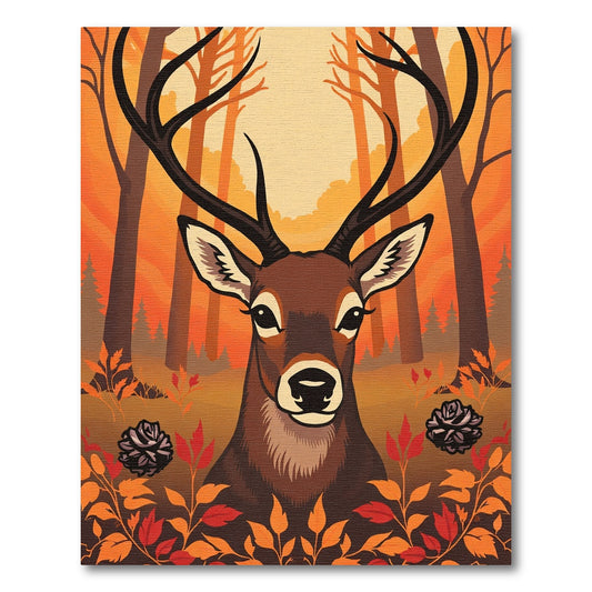 Majestic Buck Autumn Forest Scene Rug