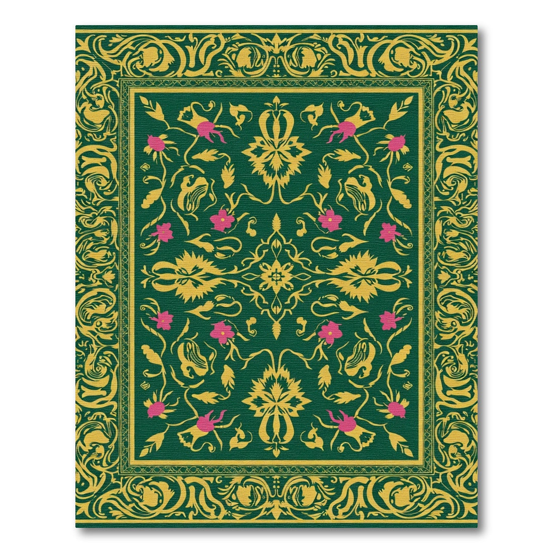 Emerald Green Floral Filigree Garden Rug