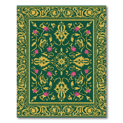 Emerald Green Floral Filigree Garden Rug