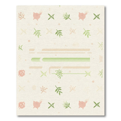 Pastel Pink Green Floral Abstract Rug