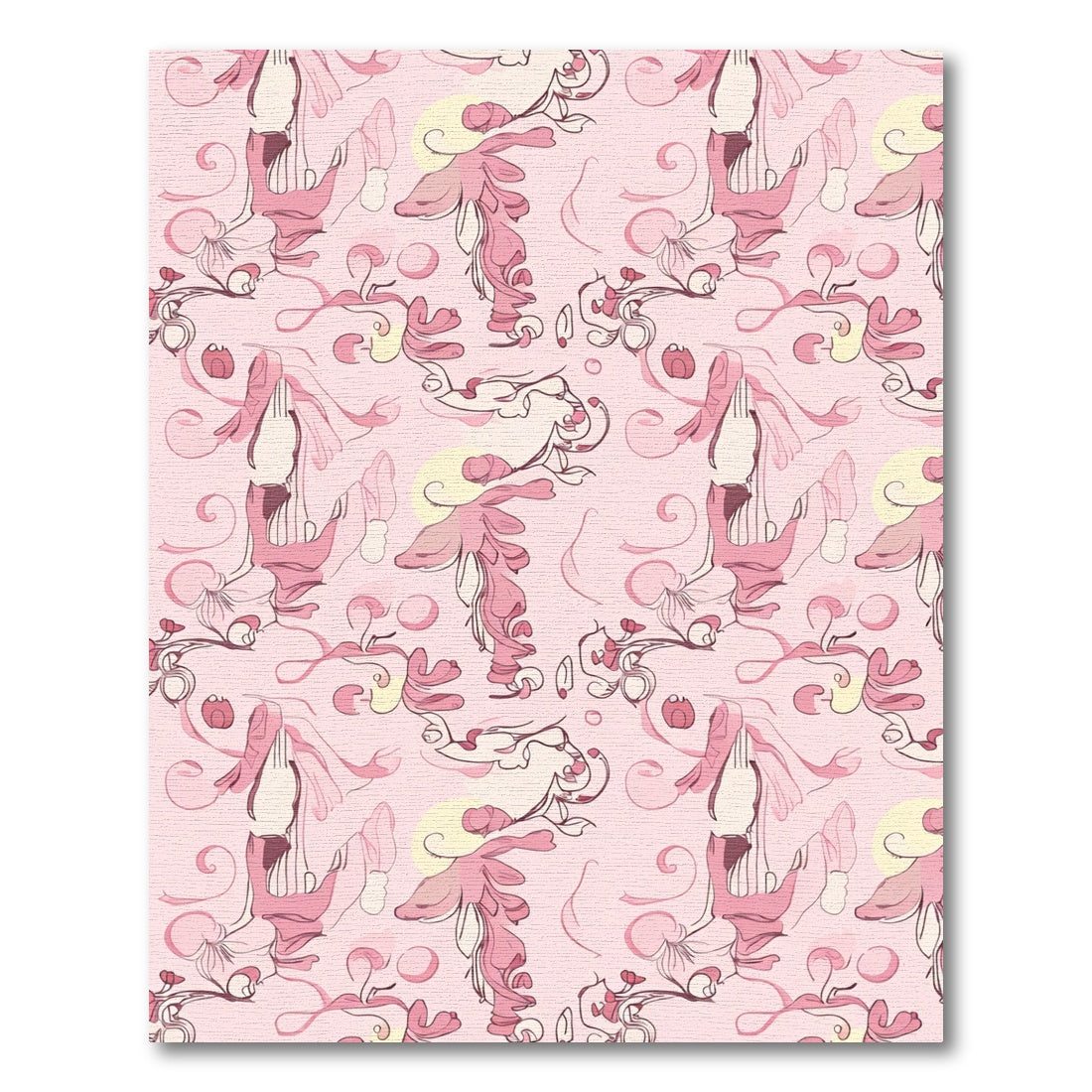 Whimsical Pink Floral Swirls Rug