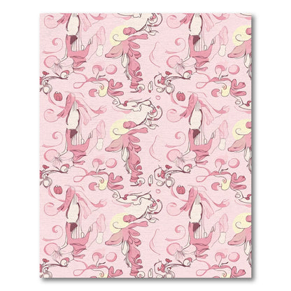 Whimsical Pink Floral Swirls Rug