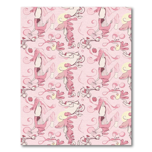 Whimsical Pink Floral Swirls Rug