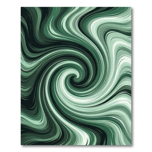 Emerald Swirl Abstract Wavy Art Rug