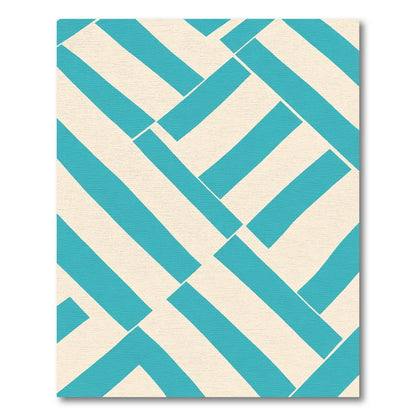 Aqua Beige Intersecting Stripe Rug