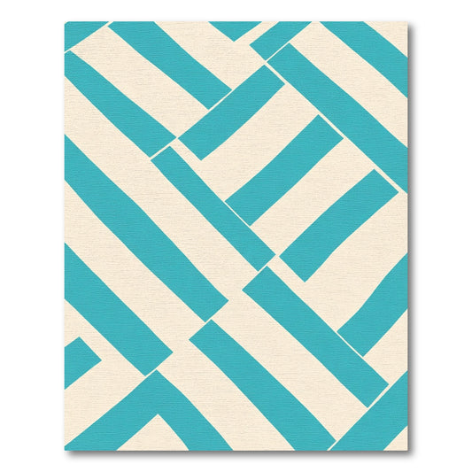 Aqua Beige Intersecting Stripe Rug