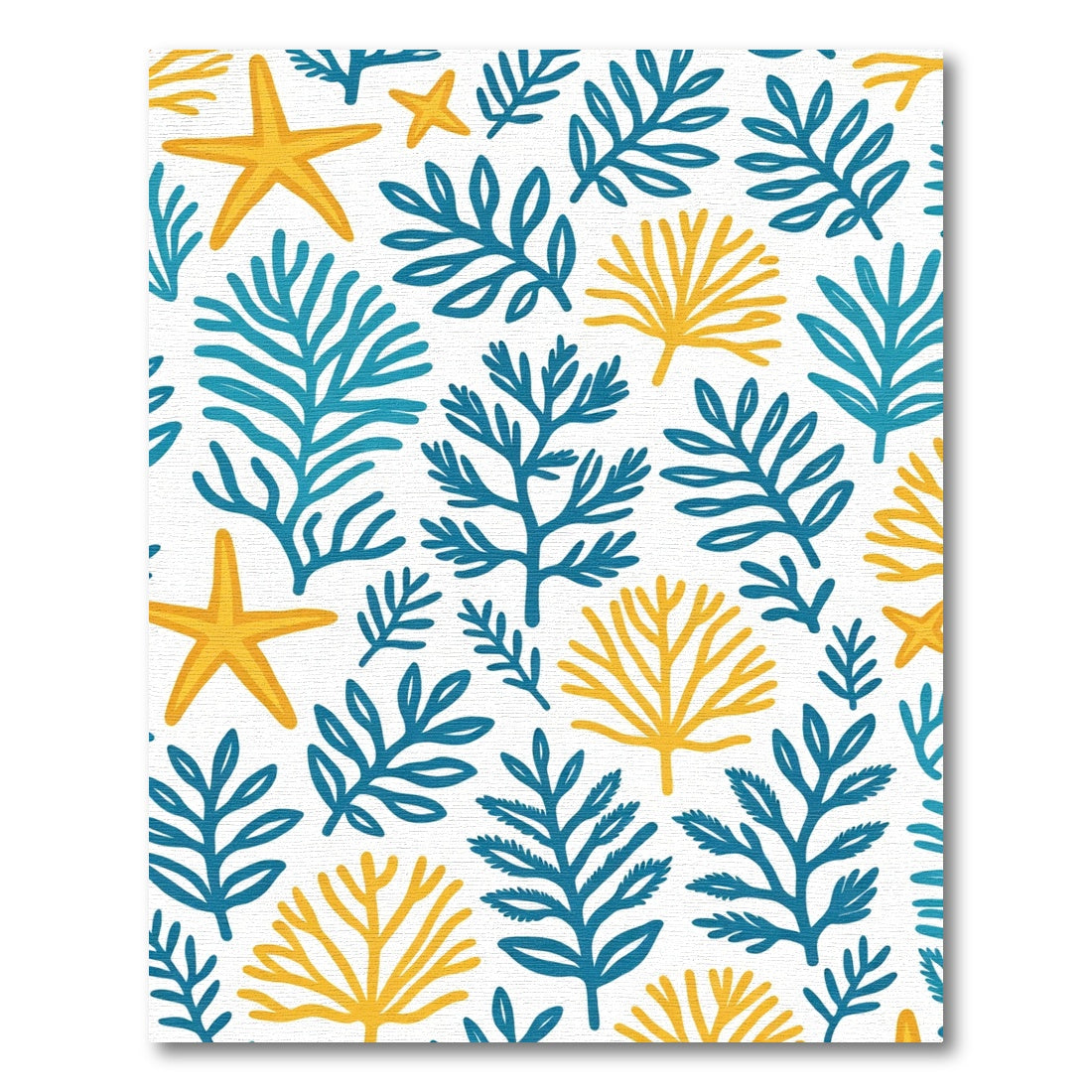 Yellow Starfish Blue Coral Arrangement Rug