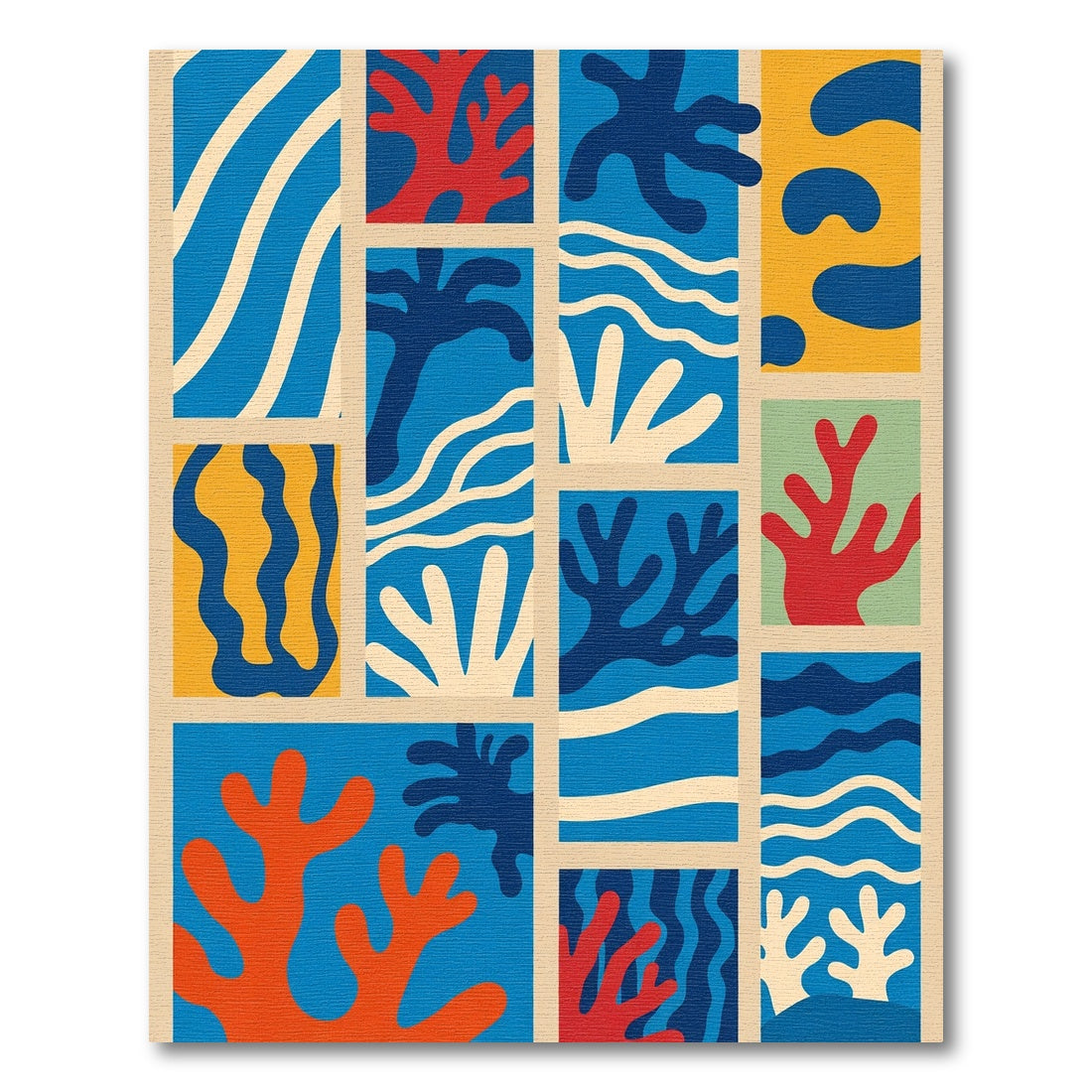 Abstract Corals Waves Yellow Blocks Rug