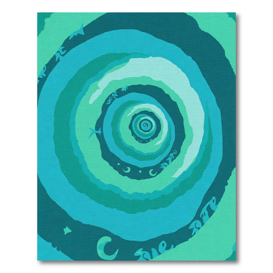 Deep Teal Swirl Celestial Motion Rug