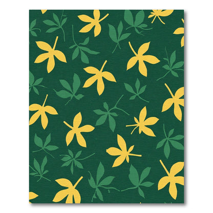 Golden Yellow Leafy Green Woodland Rug