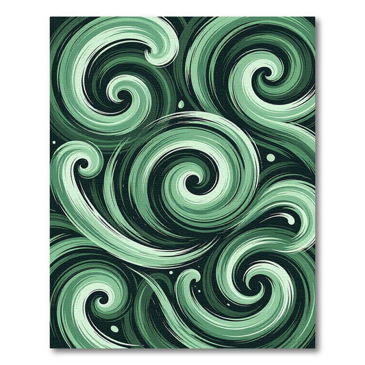 Muted Green Swirling Abstract Rug