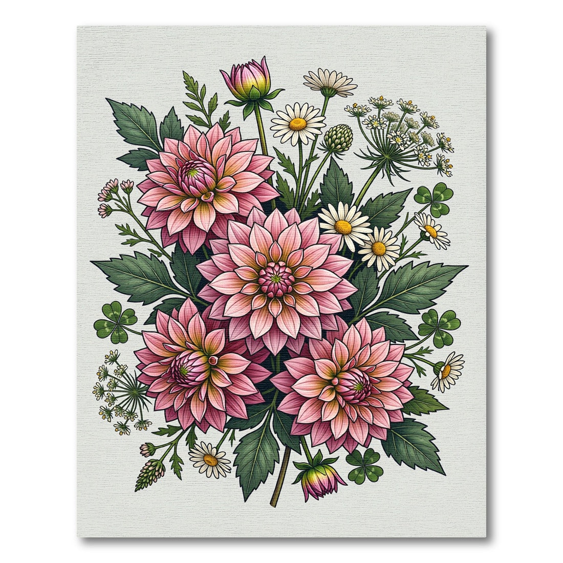 Delicate Pink Dahlia Floral Bouquet Rug