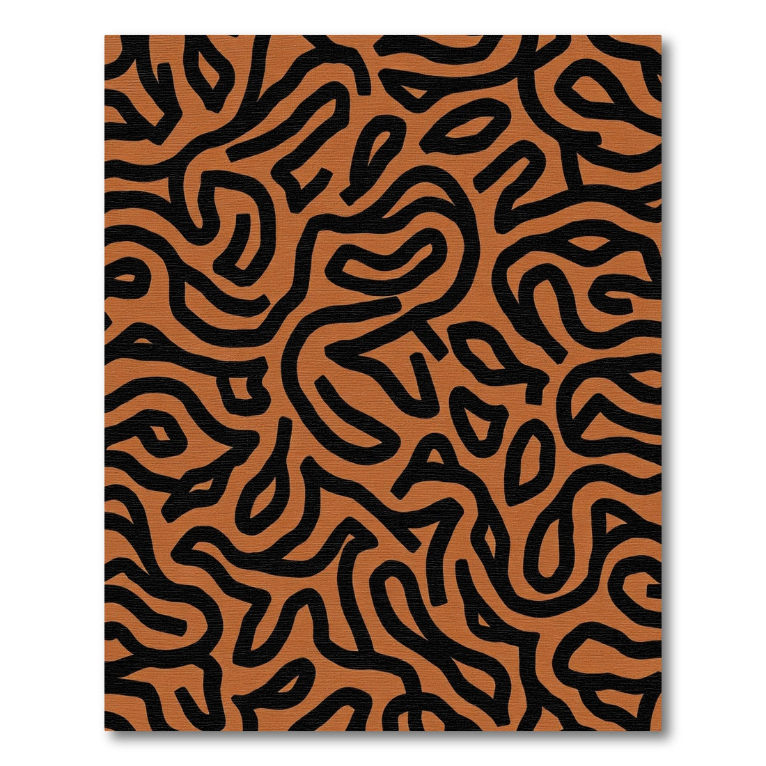 Warm Ochre Abstract Labyrinth Rug